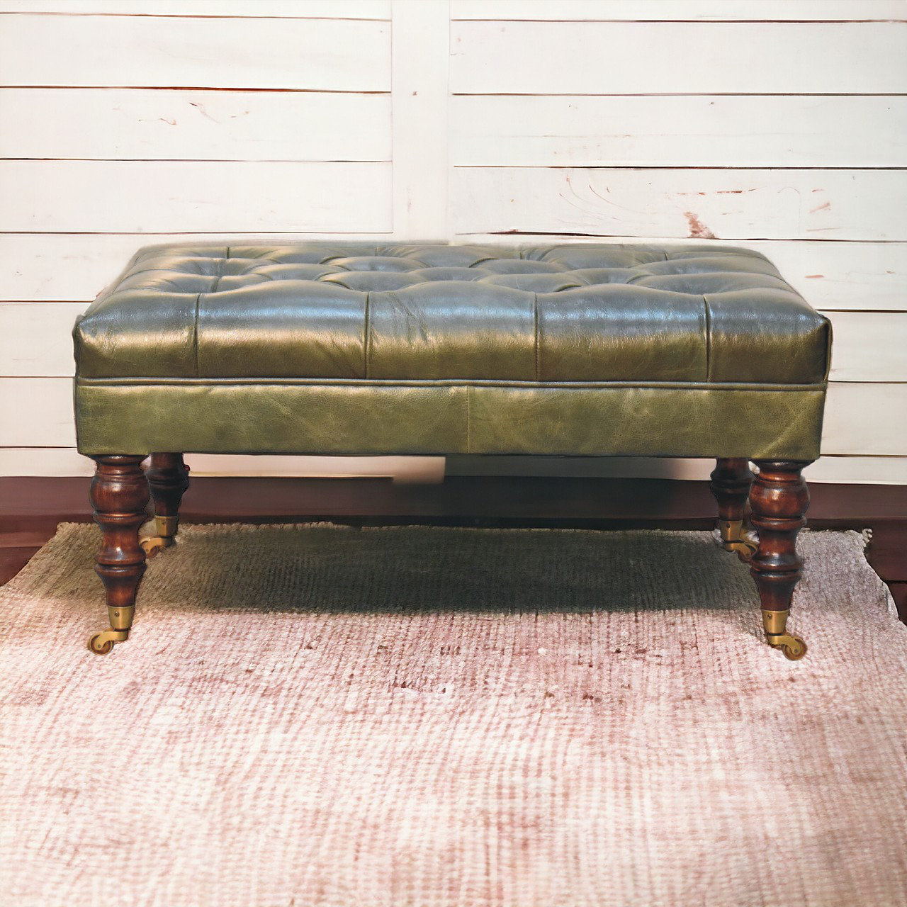 Canora Grey Seza Leather Ottoman & Reviews | Wayfair